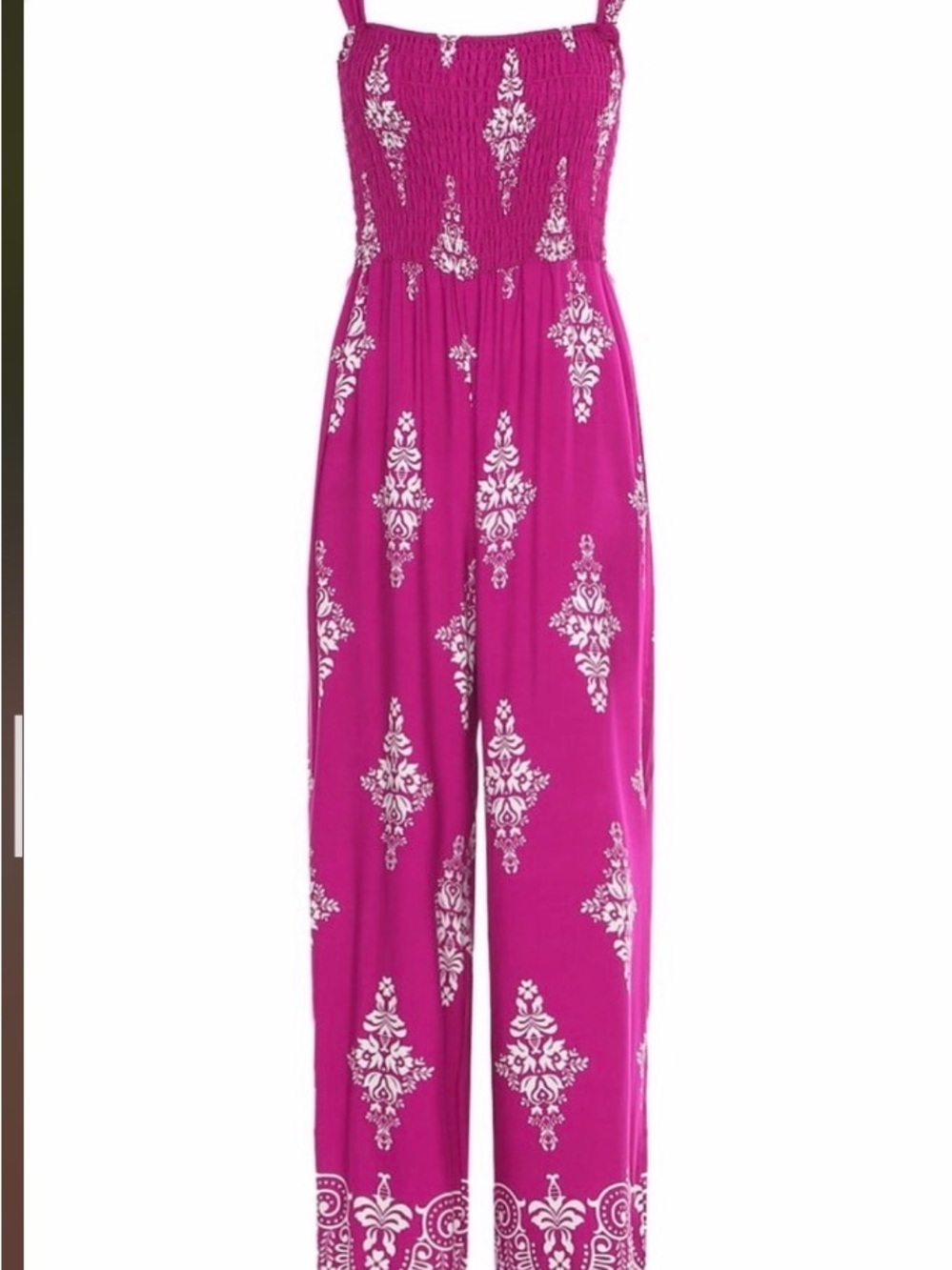 Women’s Pink Printed Bohemian Wide-Leg Jumpsuit